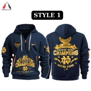 POPULAR Notre Dame Fighting Irish NCAA Orange Bowl Champions Waffle Hoodie