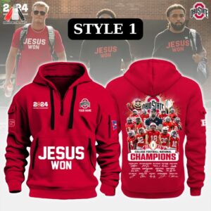 Jesus Won Champions Ohio State Buckeyes Waffle Hoodie