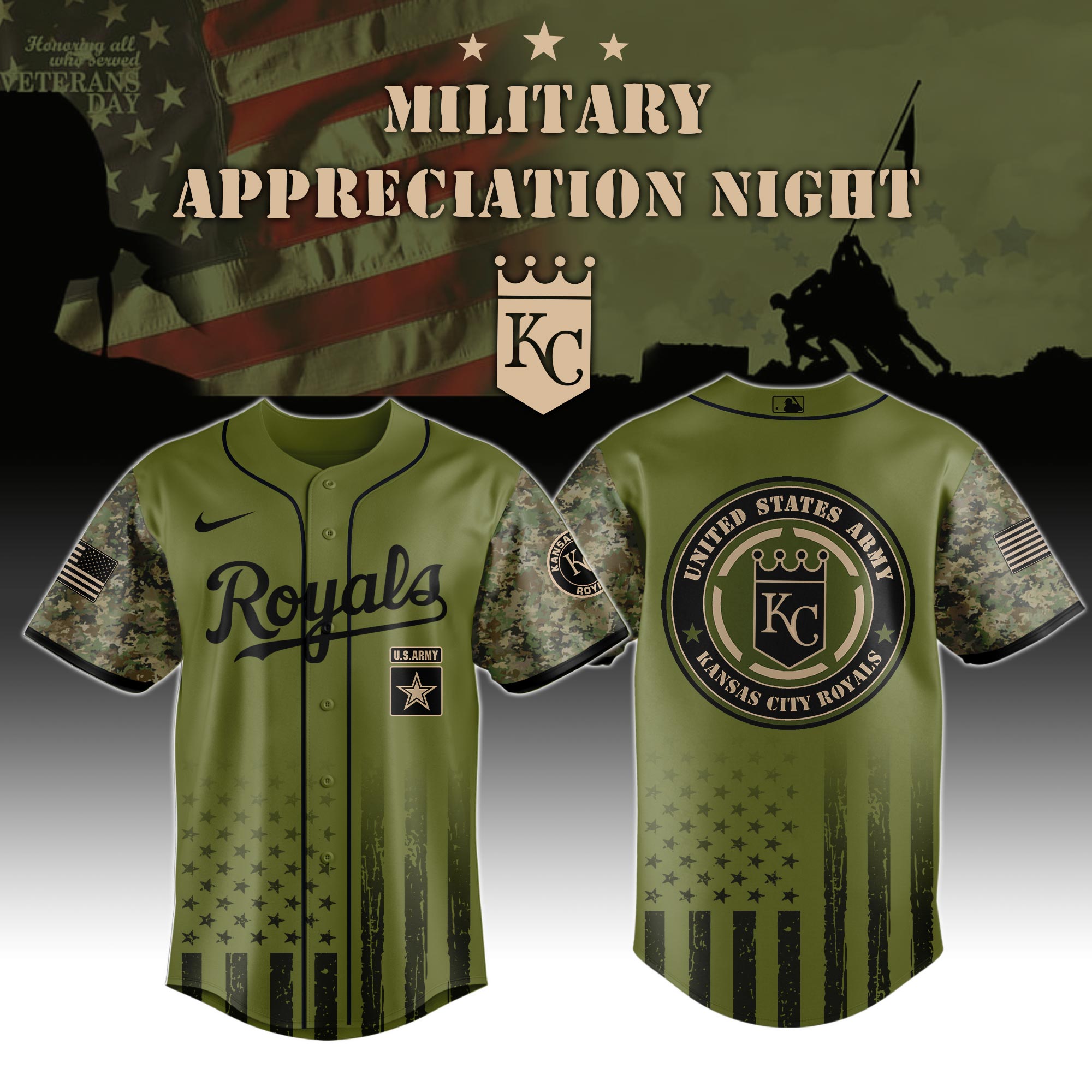 Kansas city royals military appreciation night Baseball jersey Kansas city royals military appreciation night Baseball jersey